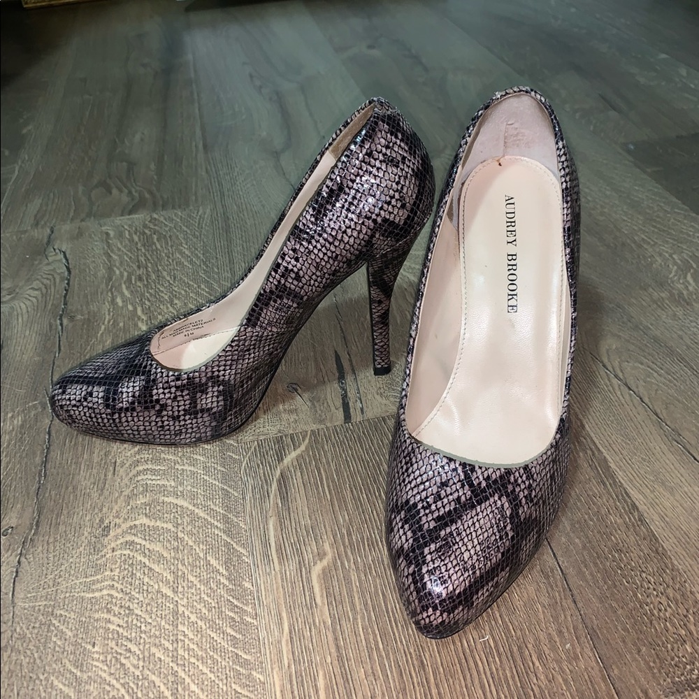 Audrey Brooke Snake Skin Heels